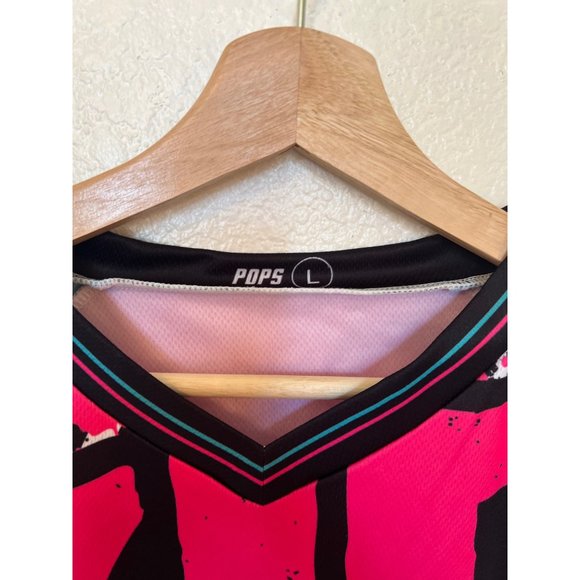 Pops Kid Dynamite Band Tee Pink Blue Short Sleeve Tshirt V-Neck Men's Large - Picture 5 of 6